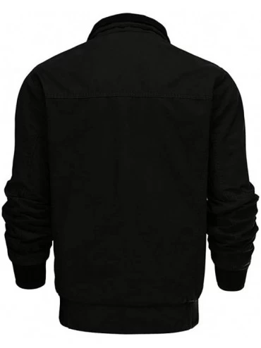 Shapewear Men's Casual Winter Cotton Blend Military Jackets Outdoor Warm Zip Coat Windproof Windbreaker - Black B - CB193NQWZ...