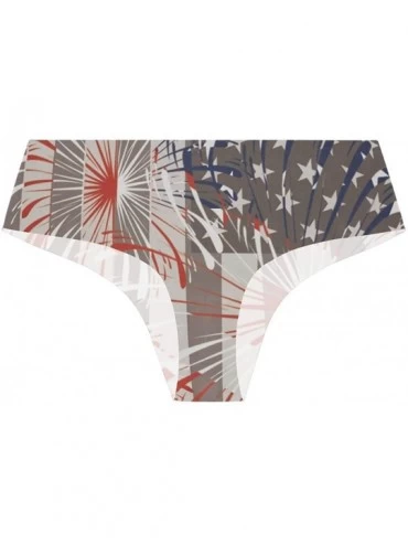 Panties Women Funny Briefs Retro Puerto Rico Flag Soft Invisible Seamless Underwear Panties - Patriotic Fireworks Flag - CX18...