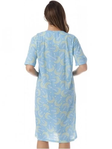 Nightgowns & Sleepshirts Short Sleeve Nightgown Sleep Dress for Women - Blue - Starry Moon - C7189U207EA $16.30