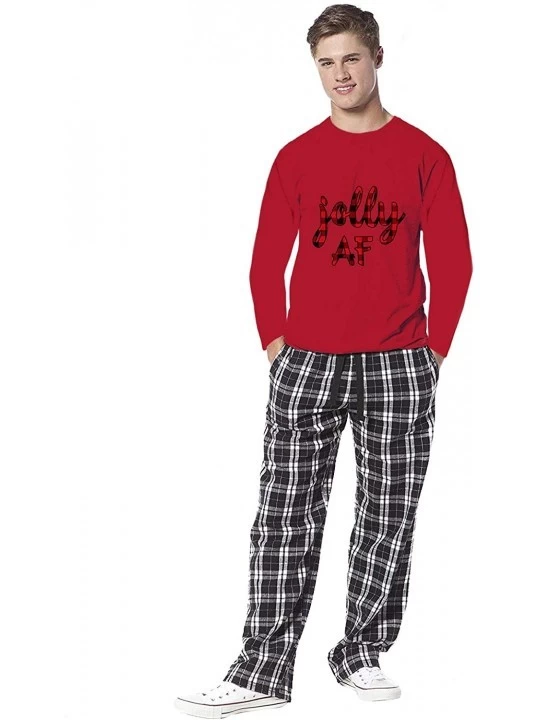Sleep Sets Family Christmas Pajamas for Men Jolly AF Plaid Sleepwear Mens Pajama Sets - Style 3 - C71932Q2L2Q $33.45