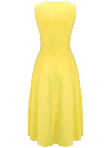 Nightgowns & Sleepshirts Women Bohemian Fashion V-Neck Pure Color Vest Sleeveless Button Easy Summer Beach Dress Mid-Calf - Y...