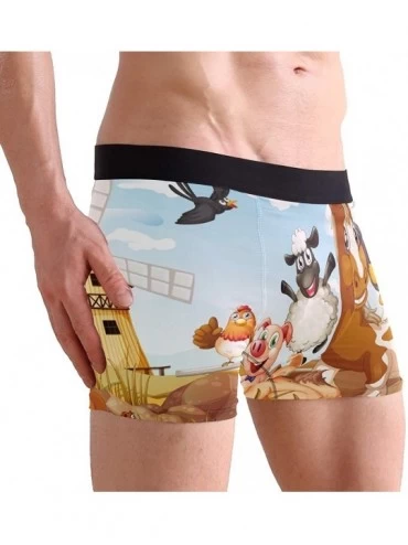 Boxer Briefs Cartoon Farm Animals Men's Underwear Soft Polyester Boxer Brief for Men Adult Teen Children Kids S - Multicolore...