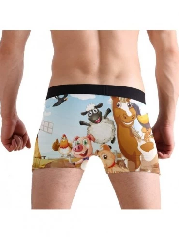 Boxer Briefs Cartoon Farm Animals Men's Underwear Soft Polyester Boxer Brief for Men Adult Teen Children Kids S - Multicolore...