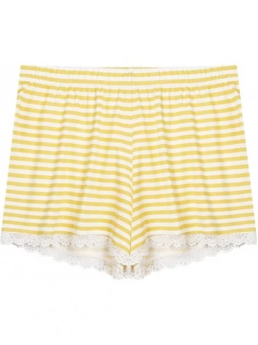 Sets Womens Pajamas Soft Bamboo - PJ Short Sets for Women - Short-yellow Stripe - CW18YS84A9A $36.99