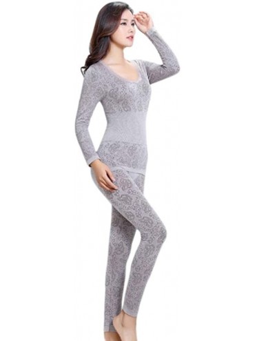 Thermal Underwear Women O Neck Long Sleeve Lace Womens Pajama Set- Winter Stretch Thermal Underwear Set-Women Long Johns - K ...