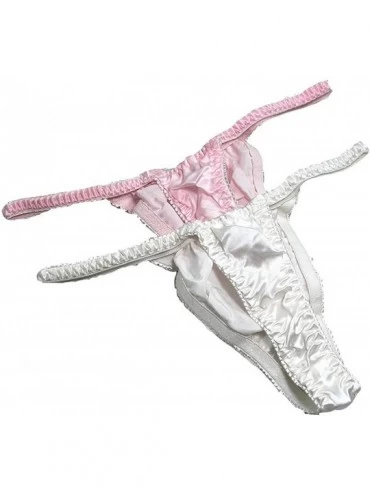 Panties Womens Soft Silk Thong Panties 2 Pairs in One Economic Pack - Multicoloured - C818X3X2EKG $11.90