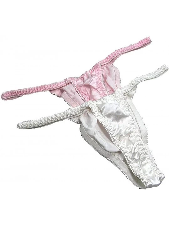 Panties Womens Soft Silk Thong Panties 2 Pairs in One Economic Pack - Multicoloured - C818X3X2EKG $11.90