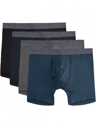 Boxer Briefs 4 Pack Man's Boxer Briefs- Bamboo Rayon Breathable Underwear- Soft Stretch Trunks - 1black+1dark-gray+1gray+1blu...