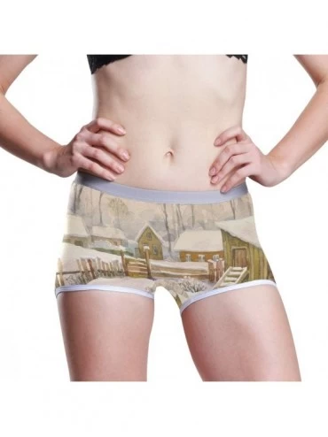Panties Boyshort Panties Women's Patriotic Retro Classic American Flag Soft Underwear Briefs - Rustic Old Barn Wood Art - C61...