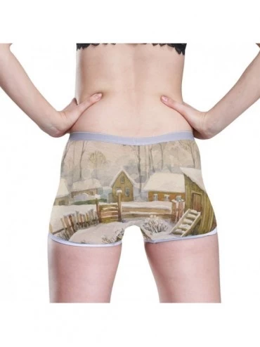 Panties Boyshort Panties Women's Patriotic Retro Classic American Flag Soft Underwear Briefs - Rustic Old Barn Wood Art - C61...