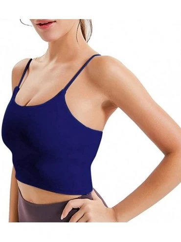 Camisoles & Tanks Women's Tank Tops Padded Sports Bra Fitness Workout Running Shirts - Navy - CL19DZ56QW9 $23.91