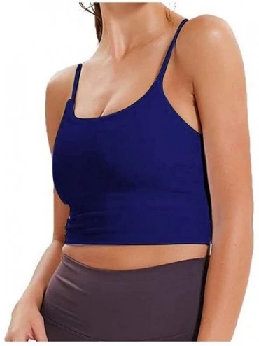 Camisoles & Tanks Women's Tank Tops Padded Sports Bra Fitness Workout Running Shirts - Navy - CL19DZ56QW9 $13.21