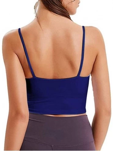 Camisoles & Tanks Women's Tank Tops Padded Sports Bra Fitness Workout Running Shirts - Navy - CL19DZ56QW9 $13.21