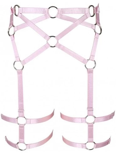 Garters & Garter Belts Woman Body Harness Garter Belt Punk Gothic Leg Harness Cage Dance Underwear Accessories - Pink - CU18O...
