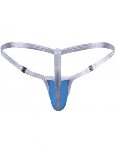 G-Strings & Thongs Men's Low Rise Bulge Pouch Panties Free Buckle Micro G-String Thongs Underwear - Blue - CV18YQ8IE54 $15.95
