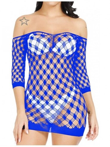 Camisoles & Tanks Women's Sexy Hollow Out Buttock Net Sexy Lingerie Transparent Mesh Underwear - Blue - C91970IUIT2 $29.98