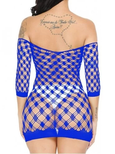 Camisoles & Tanks Women's Sexy Hollow Out Buttock Net Sexy Lingerie Transparent Mesh Underwear - Blue - C91970IUIT2 $16.98