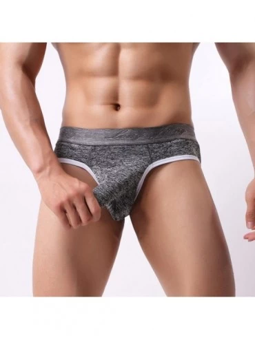 Briefs Mens Underwear- Soft Briefs Underpants Knickers Shorts Sexy Underwear - Black - CF18G90Z8DX $10.93