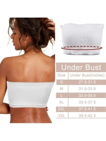Nightgowns & Sleepshirts Women's Bandeau Bra- Seamless Tube Top Bra with Removable Pads 1-3 Pack - 2 Pack Grey&white Lace - C...