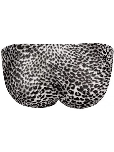 Briefs Leopard Men's Briefs Embossed Low Waist Sexy Men's Briefs - Black 1 - CU18Y39K7RS $11.00