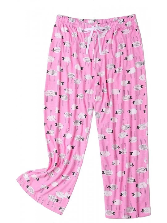 Bottoms Women's Capri Pajama Pants Lounge Causal Bottoms Print Sleep Pants - Sheep1 - CW19COGTOZL $18.85