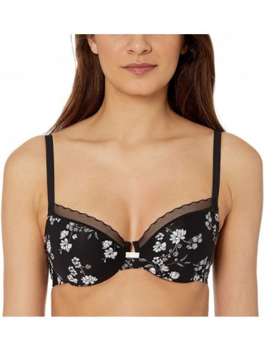 Bras Women's Silky Smooth Comfort Unlined Underwire - Black Floral - CL18LYG4KO2 $38.80