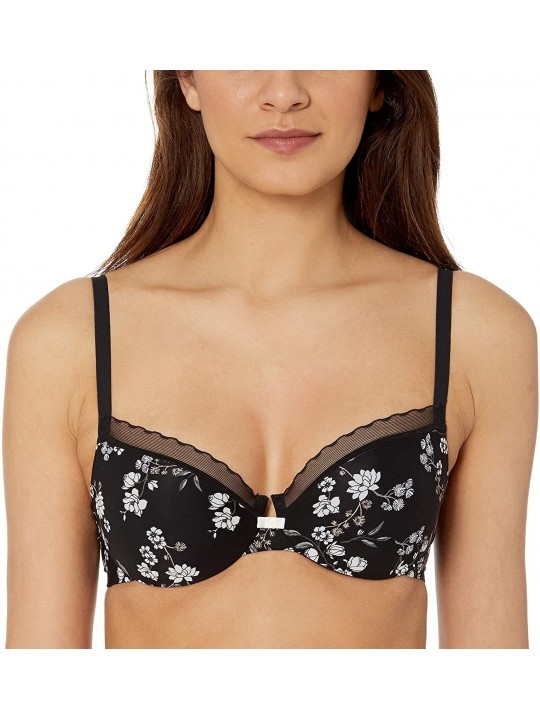 Bras Women's Silky Smooth Comfort Unlined Underwire - Black Floral - CL18LYG4KO2 $39.69
