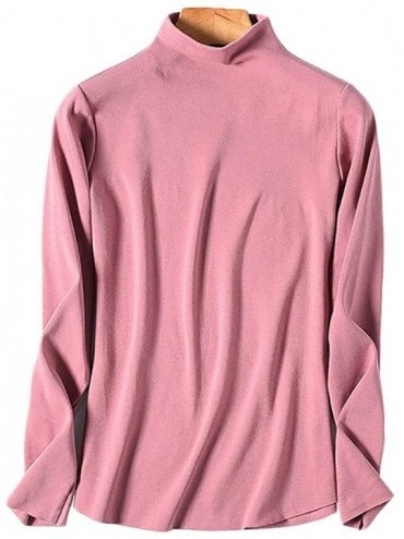 Thermal Underwear Women's Mock Neck Long Sleeve Thermal Shirt Base Layer Top - Pink - C21929YK6ZE $51.65