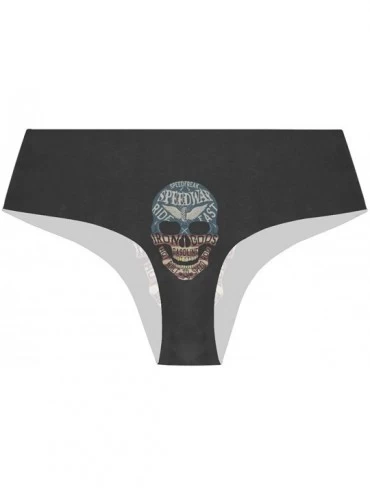 Panties Women Funny Briefs Galaxy Fox Soft Invisible Seamless Underwear Panties - Grunge Skull Usa Flag - C818A3UOE4O $25.91