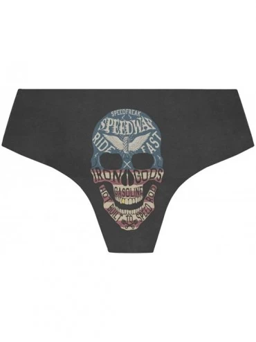 Panties Women Funny Briefs Galaxy Fox Soft Invisible Seamless Underwear Panties - Grunge Skull Usa Flag - C818A3UOE4O $17.05