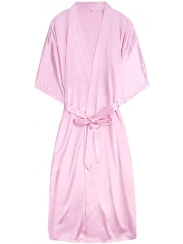 Nightgowns & Sleepshirts Pijamas Women's Casual Silk Satin Pajamas Ladies Print Nightgown Short-Sleeved Robe Nightdress - Pin...