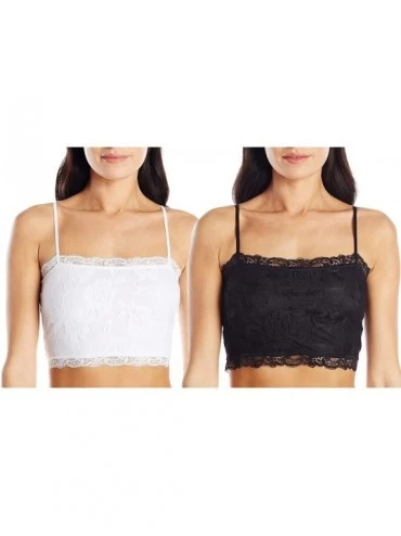 Camisoles & Tanks 2 Pack Women's Breathable Stretch Lace Half Cami - Black/White - CL18N9A25DK $28.87