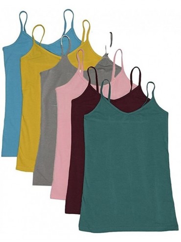 Camisoles & Tanks Women's Tank Top Camisole Spaguetti Straps Smooth Soft Plain Top 6-Pack - Emerald- Mahogany- Rose- Charcoal...