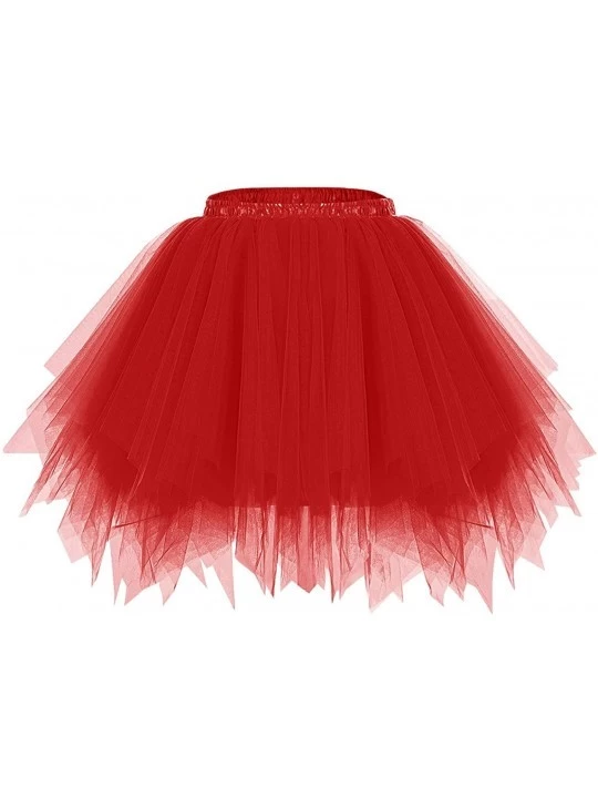 Baby Dolls & Chemises Women's Halloween Tutu Skirt 50s Vintage Ballet Bubble Dance Skirts for Cosplay Party - 1red - C712N8SS...
