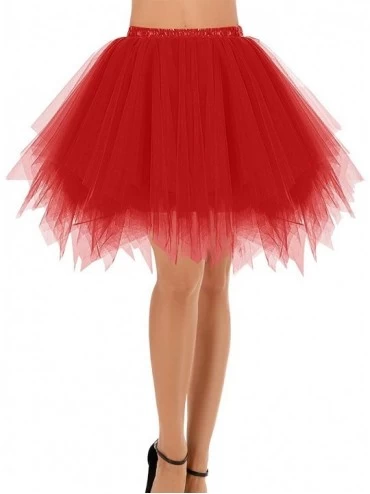 Baby Dolls & Chemises Women's Halloween Tutu Skirt 50s Vintage Ballet Bubble Dance Skirts for Cosplay Party - 1red - C712N8SS...
