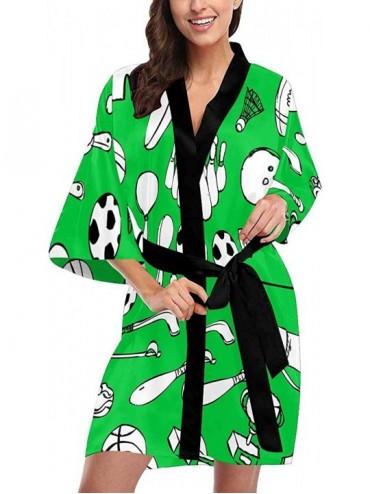 Robes Custom Sports Pattern Women Kimono Robes Beach Cover Up for Parties Wedding (XS-2XL) - Multi 1 - CK194WTOGML $95.29