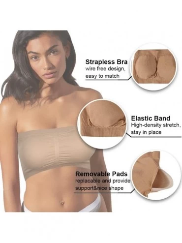 Bras Tube Tops for Women Strapless Bandeau Bra Stretchy Seamless Padded Bras - Nude - CV18GYDIH53 $10.01