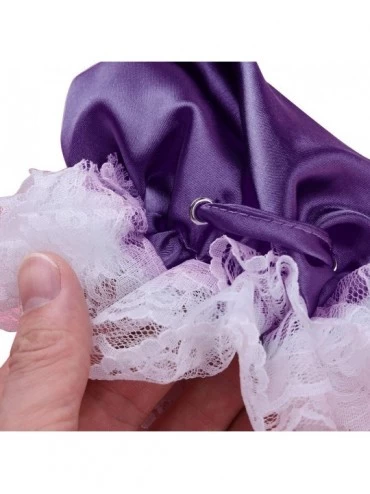 G-Strings & Thongs Men Lingerie Lace Satin Ruffled Sissy Pouch Panties Bag Style G-Strings Thongs Underwear - Purple - C218NN...