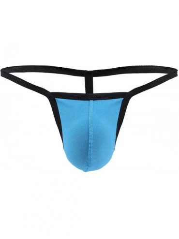G-Strings & Thongs Mens T-Back G-String Thong Underwear Bikini Breathable Holes Mesh Low Rise Pouch - Blue - C918WNRUWU5 $20.05