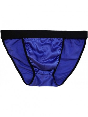 Briefs Mens 100% Silk Sexy Breathable Stretch Briefs Soft Underwear Panties Stretch Waistband - Royal Blue - C4185744WZW $27.89