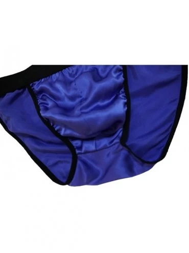 Briefs Mens 100% Silk Sexy Breathable Stretch Briefs Soft Underwear Panties Stretch Waistband - Royal Blue - C4185744WZW $13.77