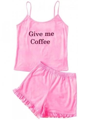 Sets Women's Letter Print Cami and Shorts Pajama Set - Tie Dye-1 - CN190E0LU6H $36.68