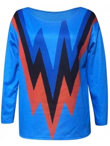 Baby Dolls & Chemises Women's Sweatshirt Tops Printed Long-Sleeved T-Shirt with Round Collar Blouses - Blue - C218XIIQQ4R $15.48