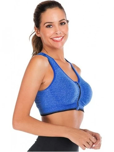 Bras Zipper Sports Bras for Women Seamless Racerback Gym Yoga Running Bra with Removable Pads - Purple+blue+rose Red - CB194M...