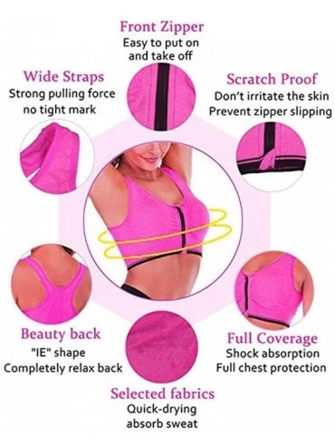 Bras Zipper Sports Bras for Women Seamless Racerback Gym Yoga Running Bra with Removable Pads - Purple+blue+rose Red - CB194M...