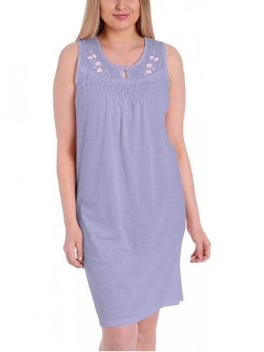 Nightgowns & Sleepshirts Women's Cotton Sleeveless Nightgown - Lavender - C718AIMUR7N $35.28