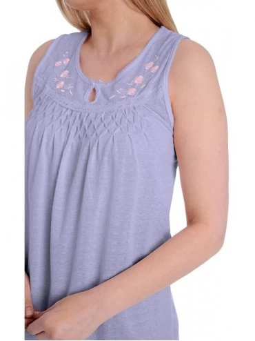 Nightgowns & Sleepshirts Women's Cotton Sleeveless Nightgown - Lavender - C718AIMUR7N $21.82