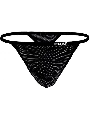 G-Strings & Thongs Men's New Sexy Panties Super Soft Ice Silk Triangle Panties - 4p-black/Dark Green/Grey/Sapphire - C41933NK...