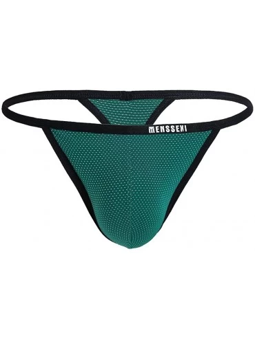 G-Strings & Thongs Men's New Sexy Panties Super Soft Ice Silk Triangle Panties - 4p-black/Dark Green/Grey/Sapphire - C41933NK...
