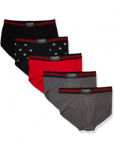 Briefs Men's Brief - Charcoal Grey Heather/Chaps Tossed Logo Print/Rl Red/Polo Black - CW18XES663L $62.90